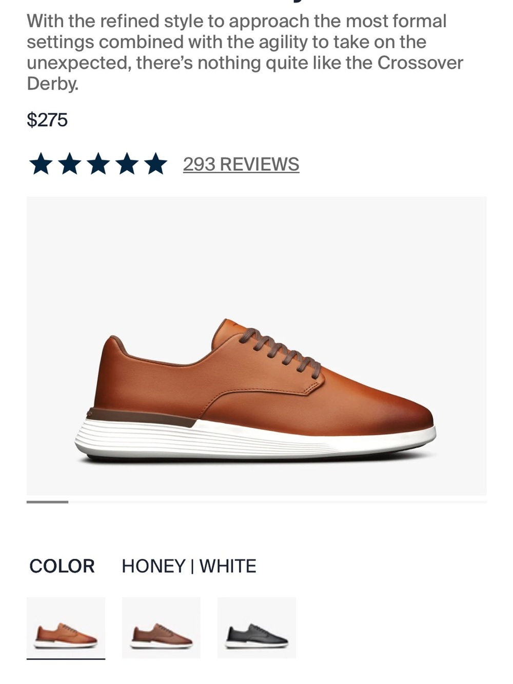 Men's Honey Leather Derby Lace-Up Oxford